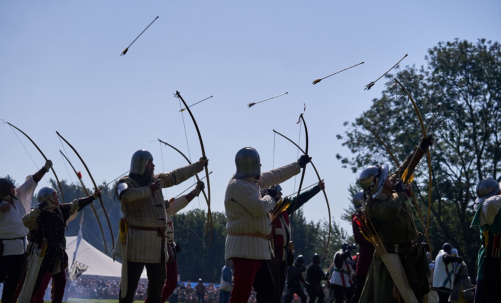 Archers taking part in a medieval archery display